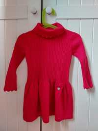 Cieplutka, sukienka sweterkowa z golfem Mayoral czerwona ro