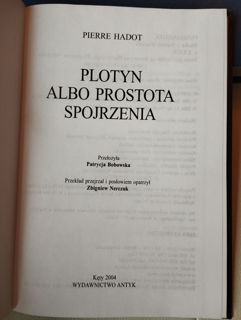 Hadot Plotyn albo prostota spojrzenia