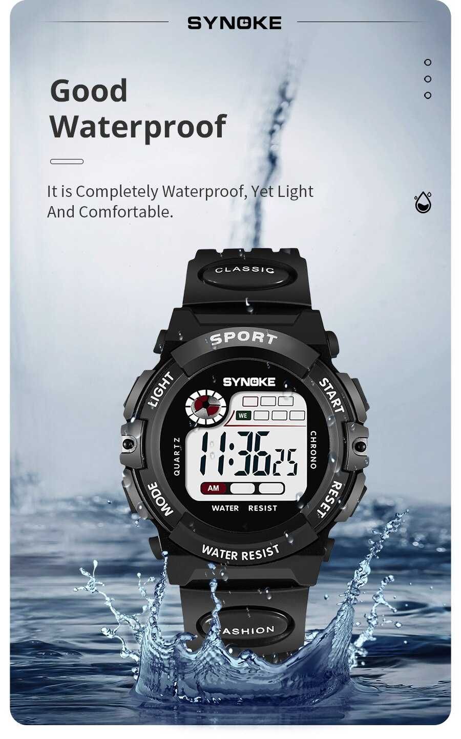 Zegarek dla chłopca dziecka elektroniczny sportowy wodoszczelny LED