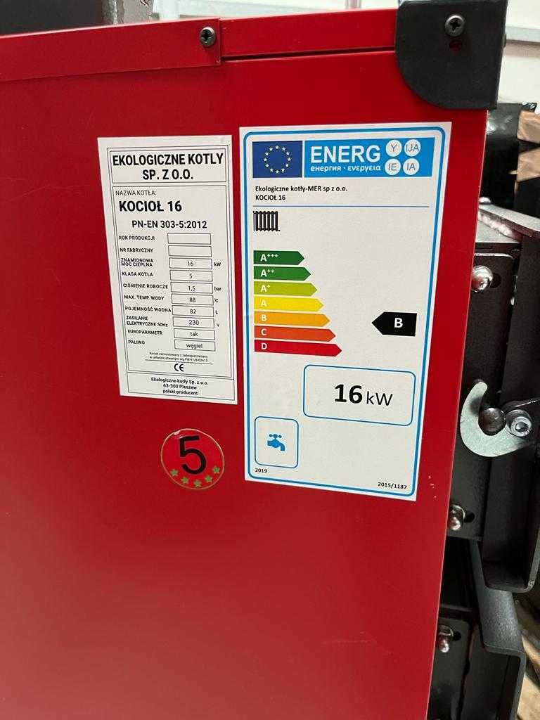 PIEC kocioł na DREWNO i WĘGIEL duże palenisko 16 kW