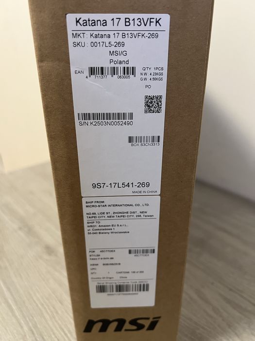 MSI Katana 17 , Intel  i7-13620H , 2x8GB RAM, 1 TB SSD, RTX 4060 8 GB
