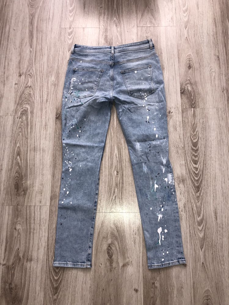 Spodnie jeansy zara 31 splattered farba stretch y2k USA DS G saints sk