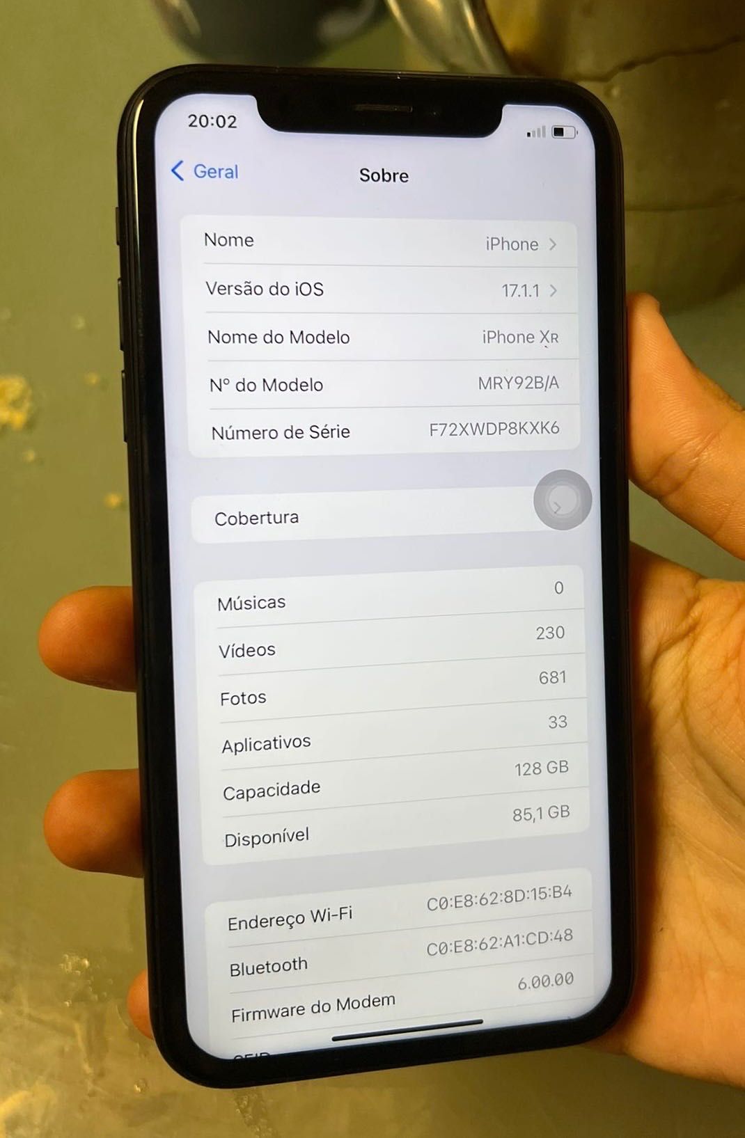 iPhone XR 128GB seminovo (estado novo)