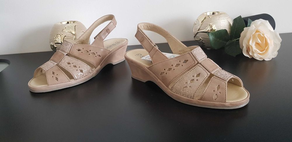 Sandały damskie Suave skóra, beż, komfort rozmiar 37,38,39,40