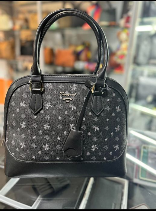 Сумка женская David Jones черная и коричневая на 2 ручках