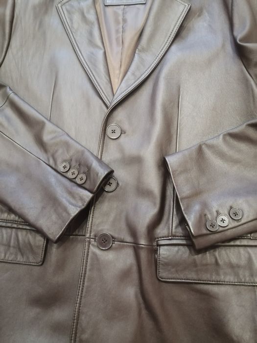 Мужской кожаный пиджак XXL