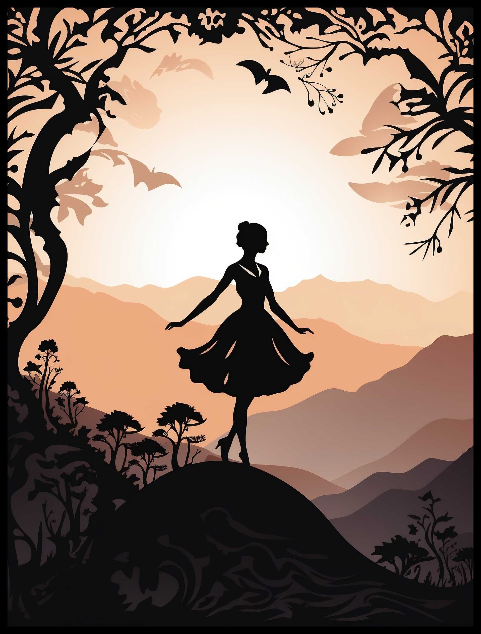 Plakat na Ścianę Obraz Minimalizm Baletnica Wschód Słońca 40x60 cm