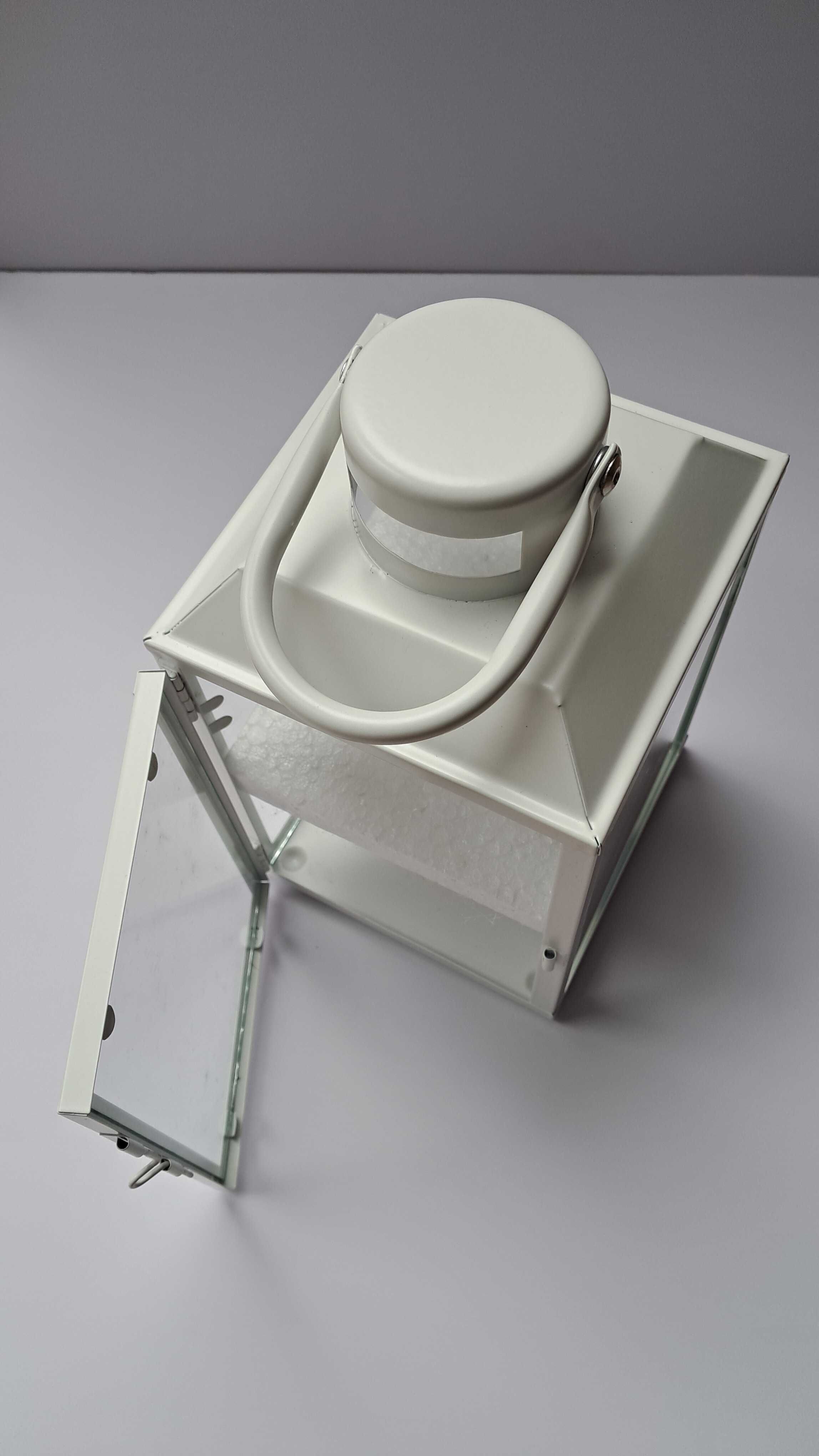 Latarenka metalowa „Simple”, 13 x 14 x 23,5 cm biały lampion