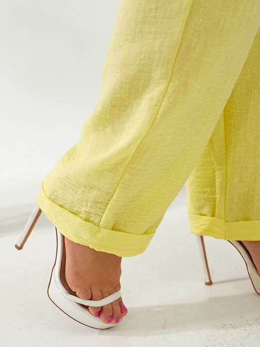 Лляний костюм двійка сорочка вільного крою штани висока талія