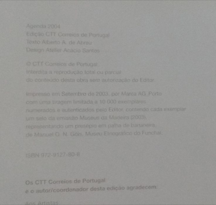 Agenda CTT - 2004 (contém 1 selo)