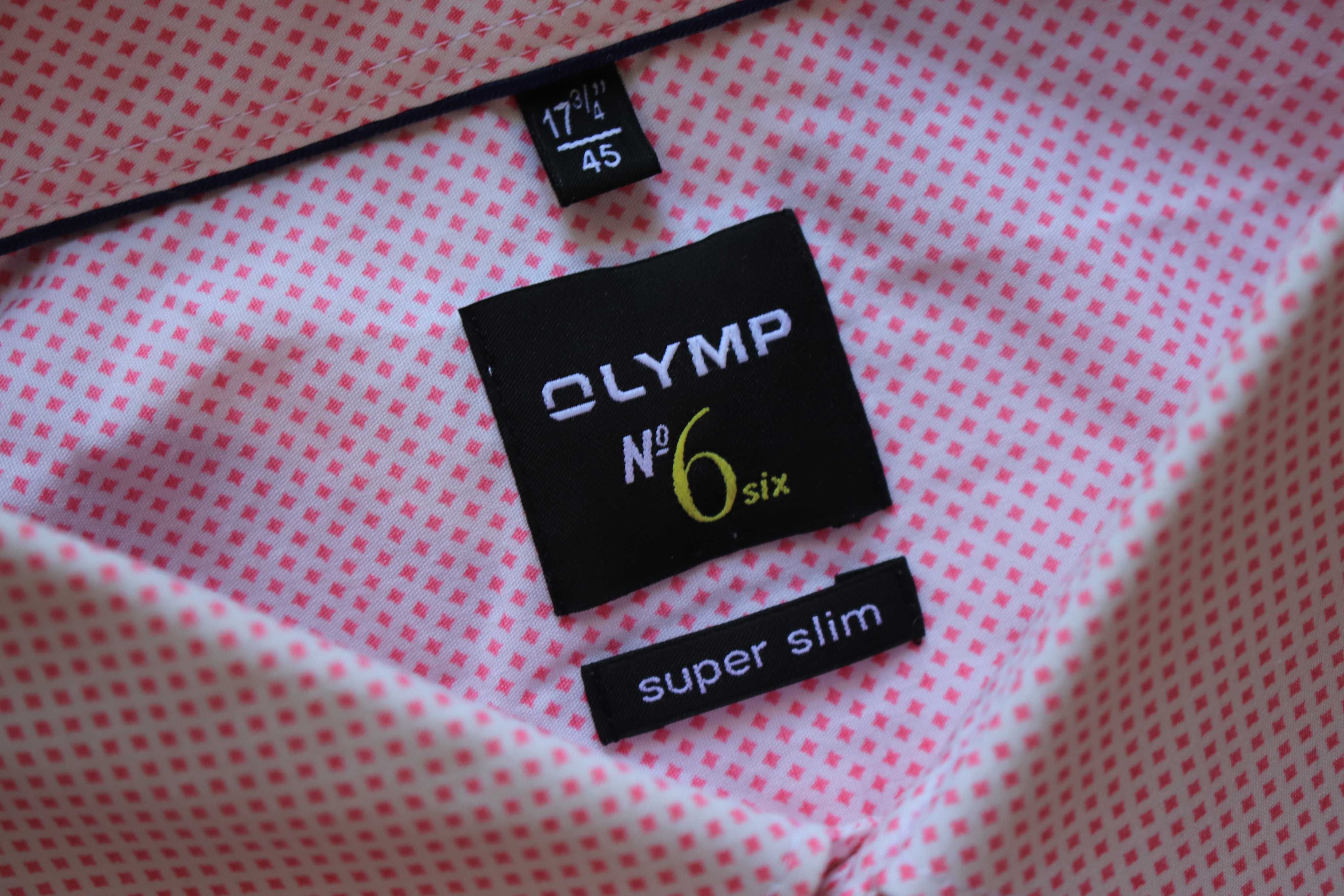 Koszula Olymp r. 45 różowa męska dł. rękaw bawełniana super slim