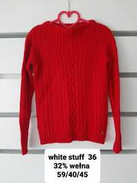 White stuff  36 czerwony sweter warkocz  wool wełna kaszmir