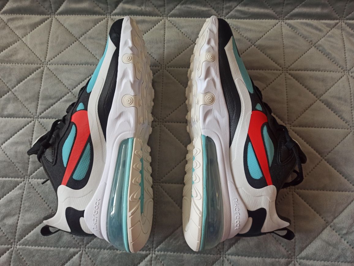 Nowe Nike Air Max 270 React Black / Chile Red / Bleached Aqua ROZ. 40