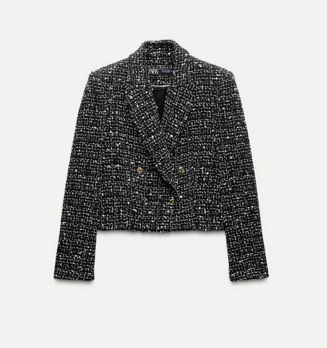 Dwurzędowa marynarka z tkaniny strukturalnej Zara XS 34