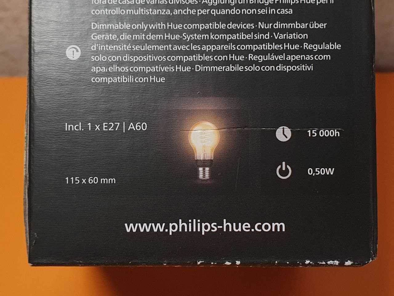 Philips Hue WHITE FILAMENT E27 A60 LED Смарт Лампочка Homekit