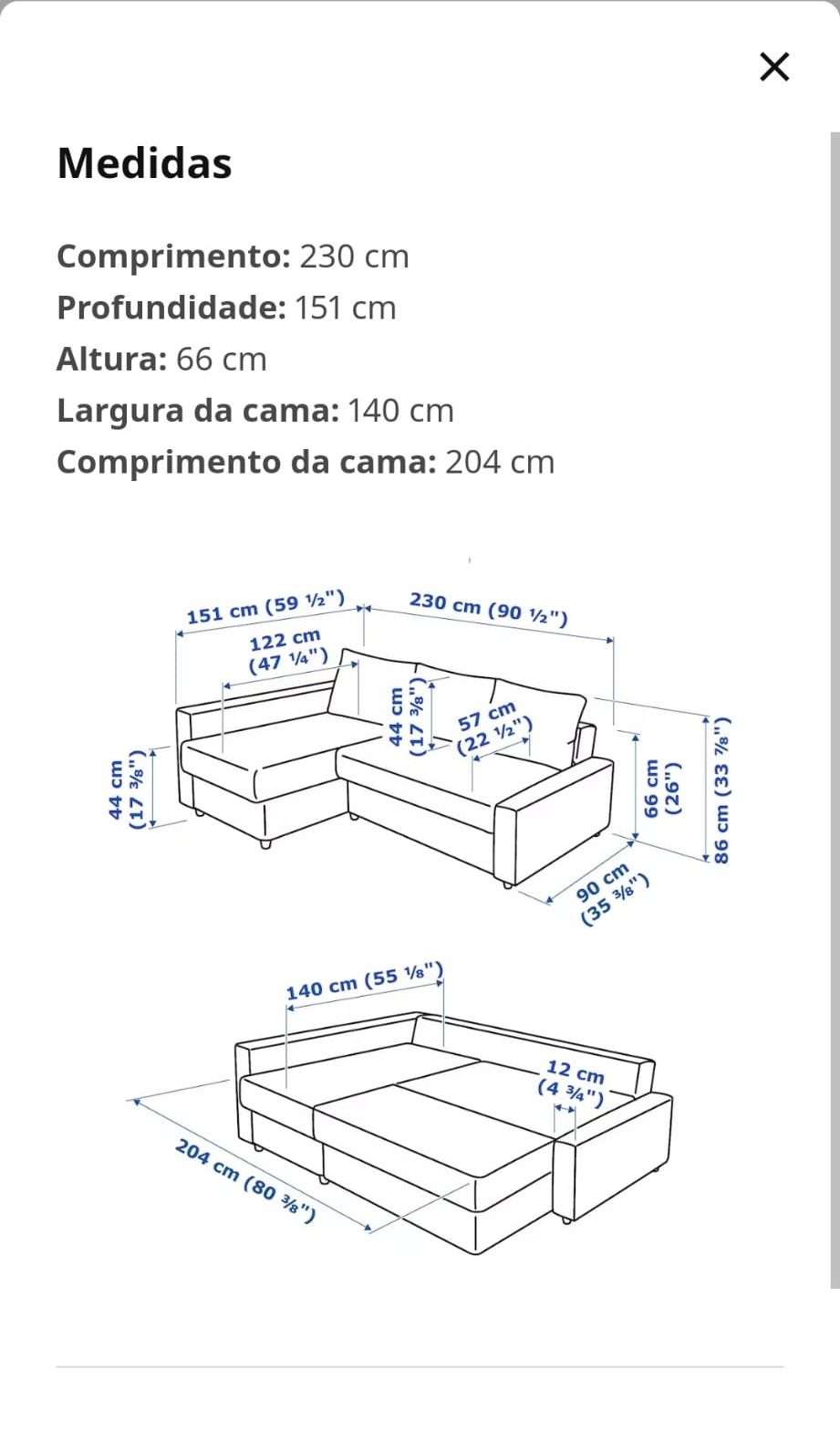 Sofá Cama 3 Lugares com Chaise Longue