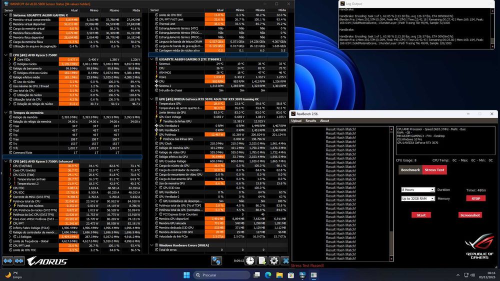 PC Gaming Ryzen 7500F • RTX 3070 • 32GB 6800 • 1TB NVMe • ARGB Branco