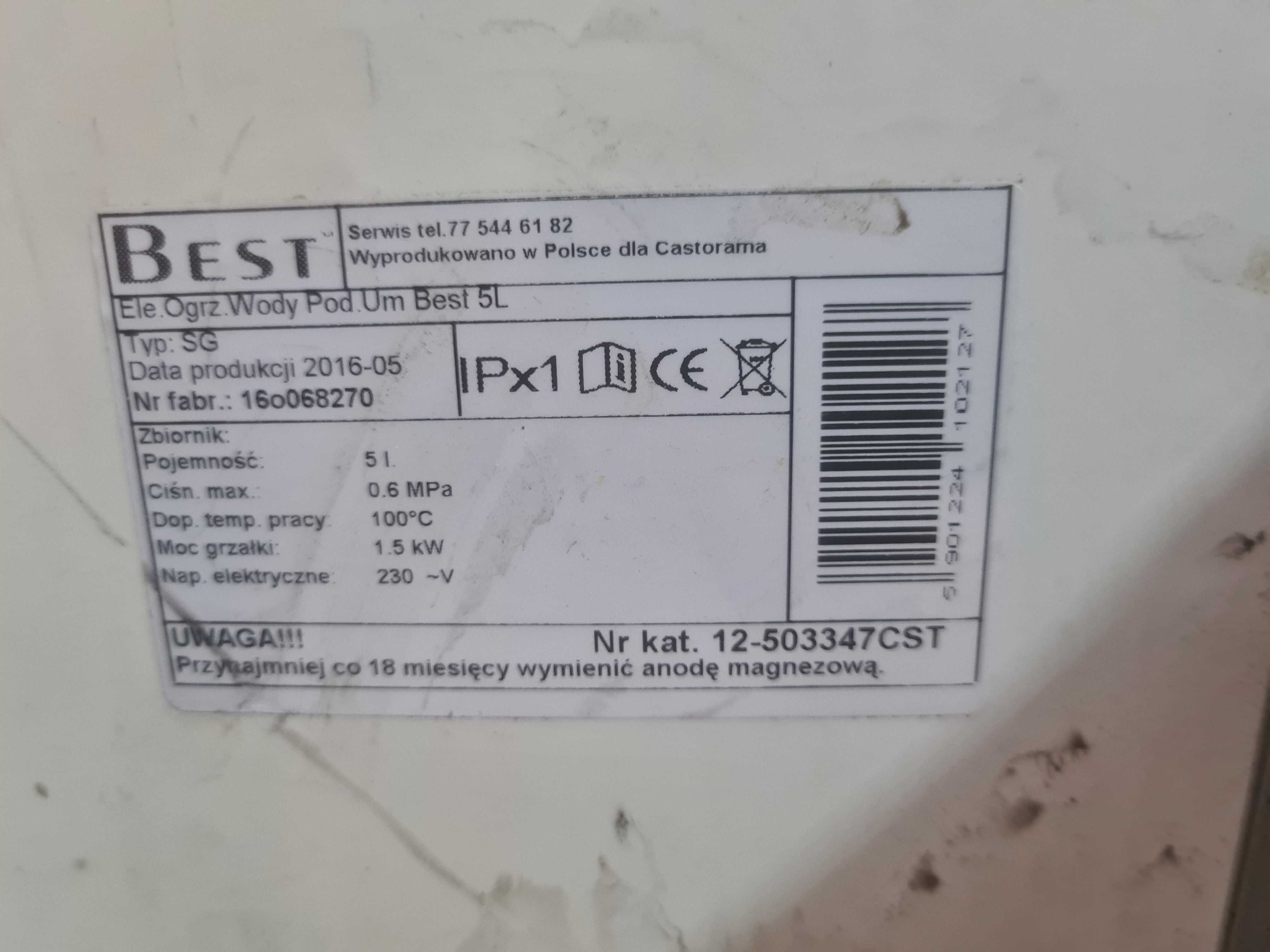 Elektryczny ogrzewacz wody Best 5L