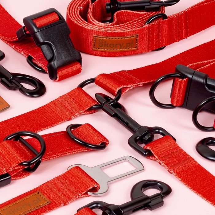 bezuciskowe szelki z regulacją dla kota czerwone bez wzoru gładkie