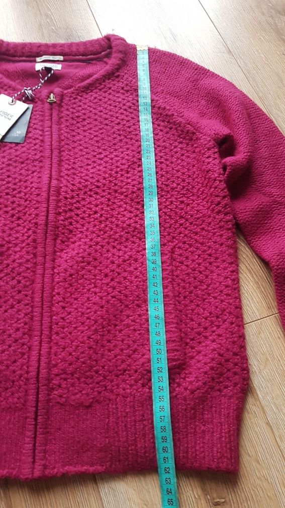 Tommy Hilfiger Sienna sweterek rozpinany na suwak 40 L damski wełna