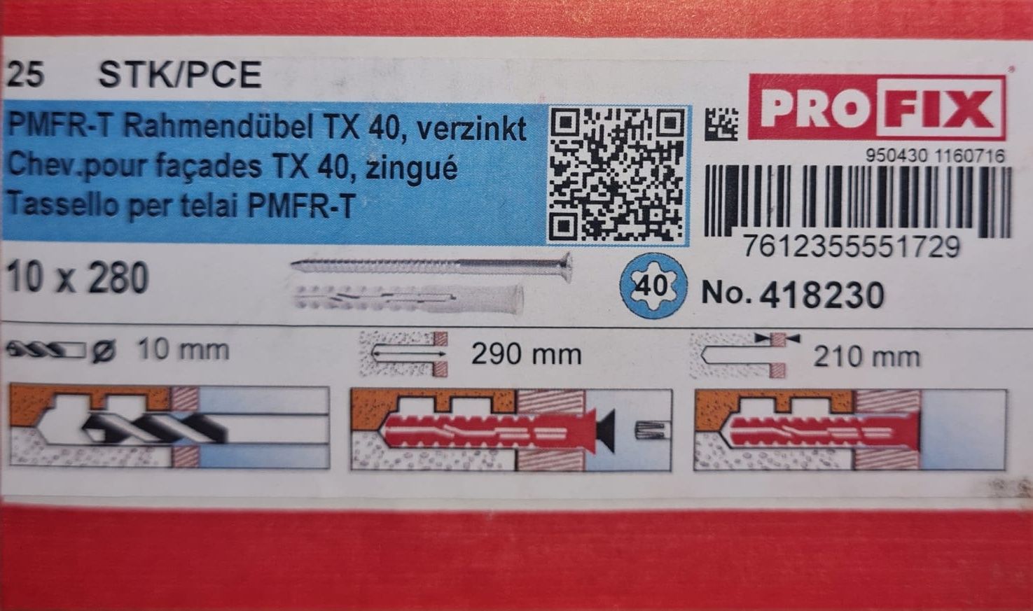 Kotwa ramowa kołek Profix 10x280 ocynk