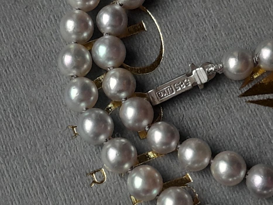 Naszyjnik Złoto 585  Perły Akoya Certyfikat