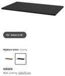 Ikea Idasen Blat, czarny, 120x70 cm, czarny