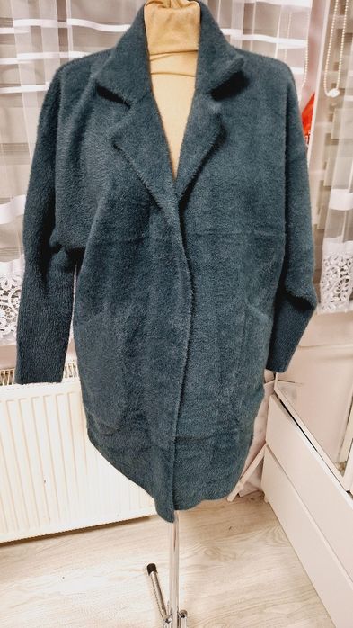 Płaszcz alpaka butelkowa zieleń nowa