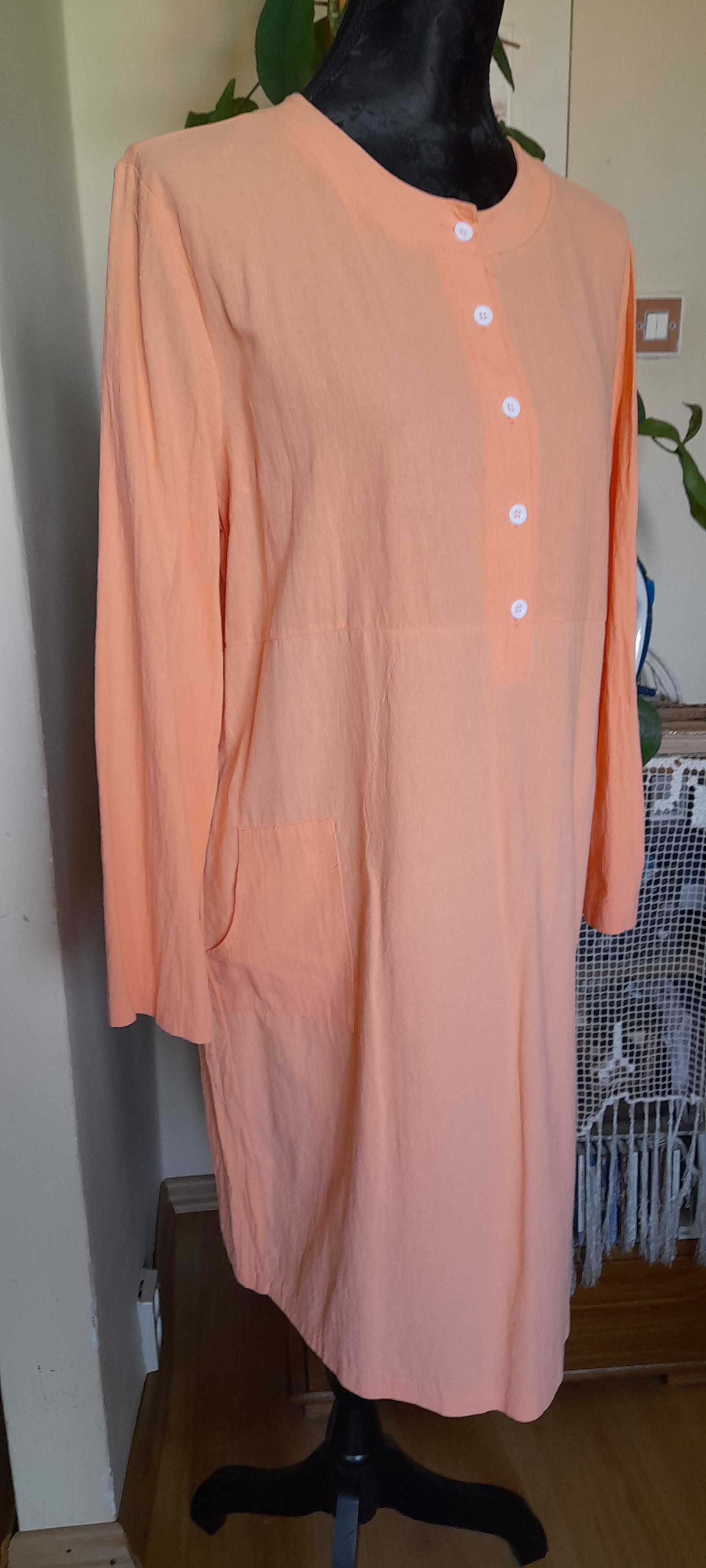 Letnia    Sukienka morelowa    oversize   Bawełna  38-44  NOWA