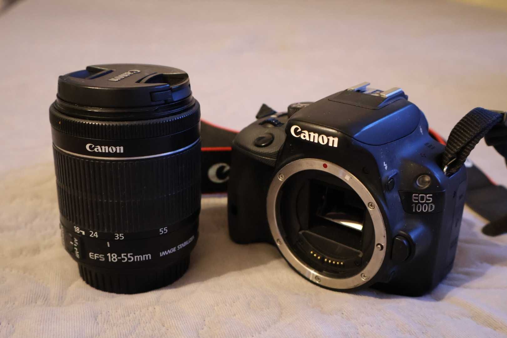 Lustrzanka Canon EOS 100D korpus + obiektyw 18-55 stm
