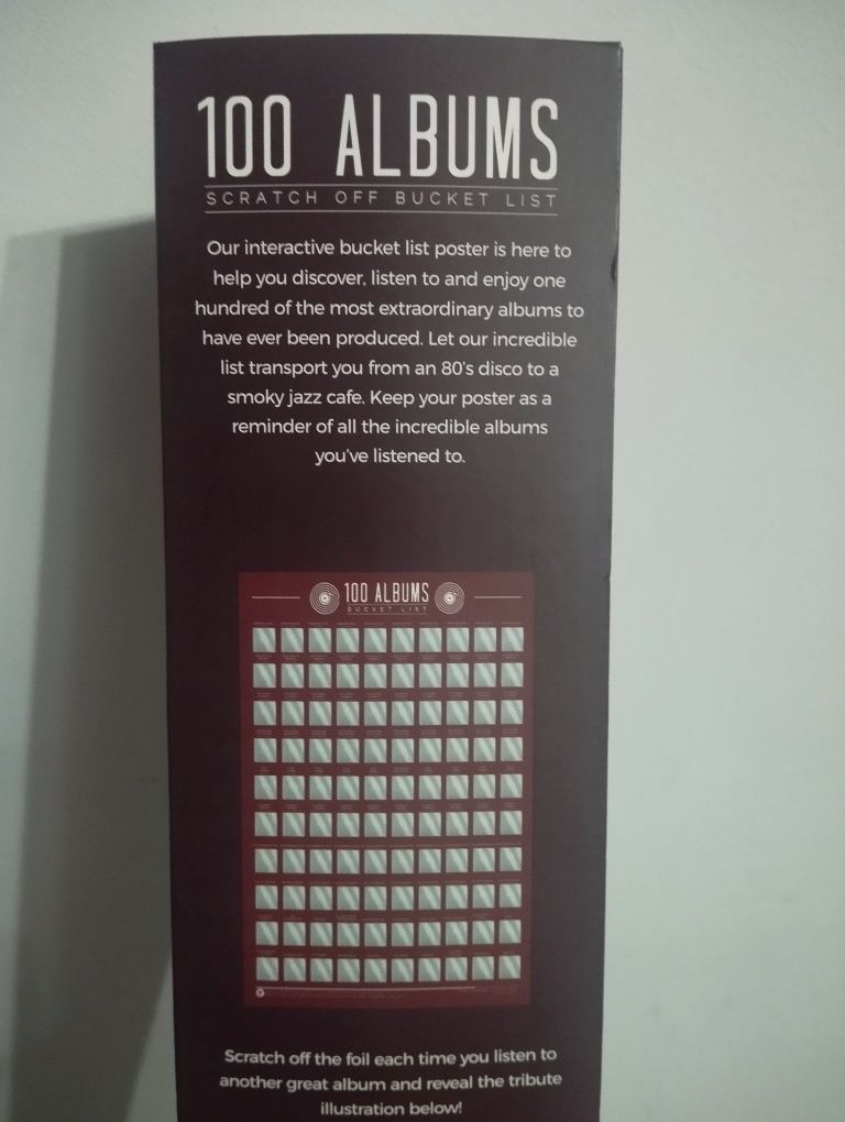 Plakat zdrapka 100 Najlepszych Albumów, prezent, muzyka rock pop