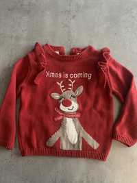 Sweter świąteczny Mikołaj Renifer Mango r 92