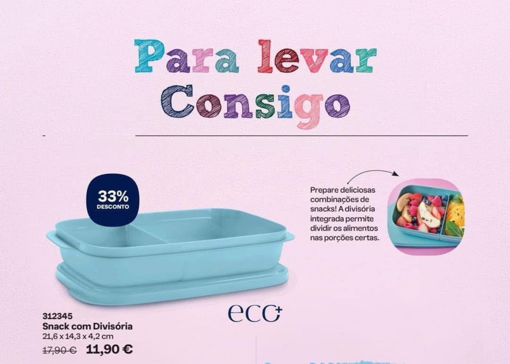 Snack com divisorias - tupperware