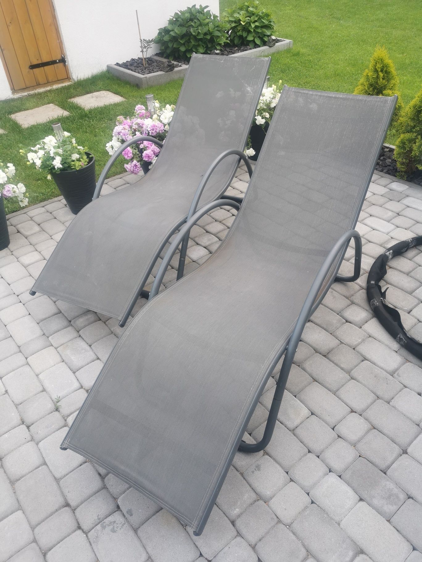 Leżaki ogrodowe metalowe. 2 szt