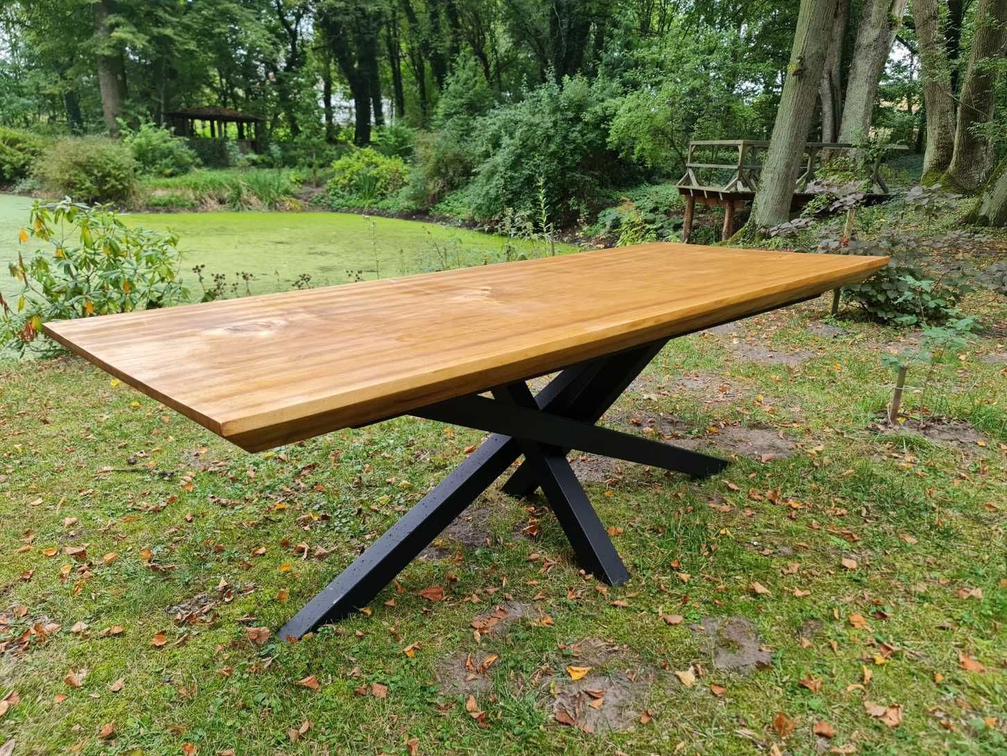 Stół drewniany dębowy z jesionu klony monolit blat z metalową nogą