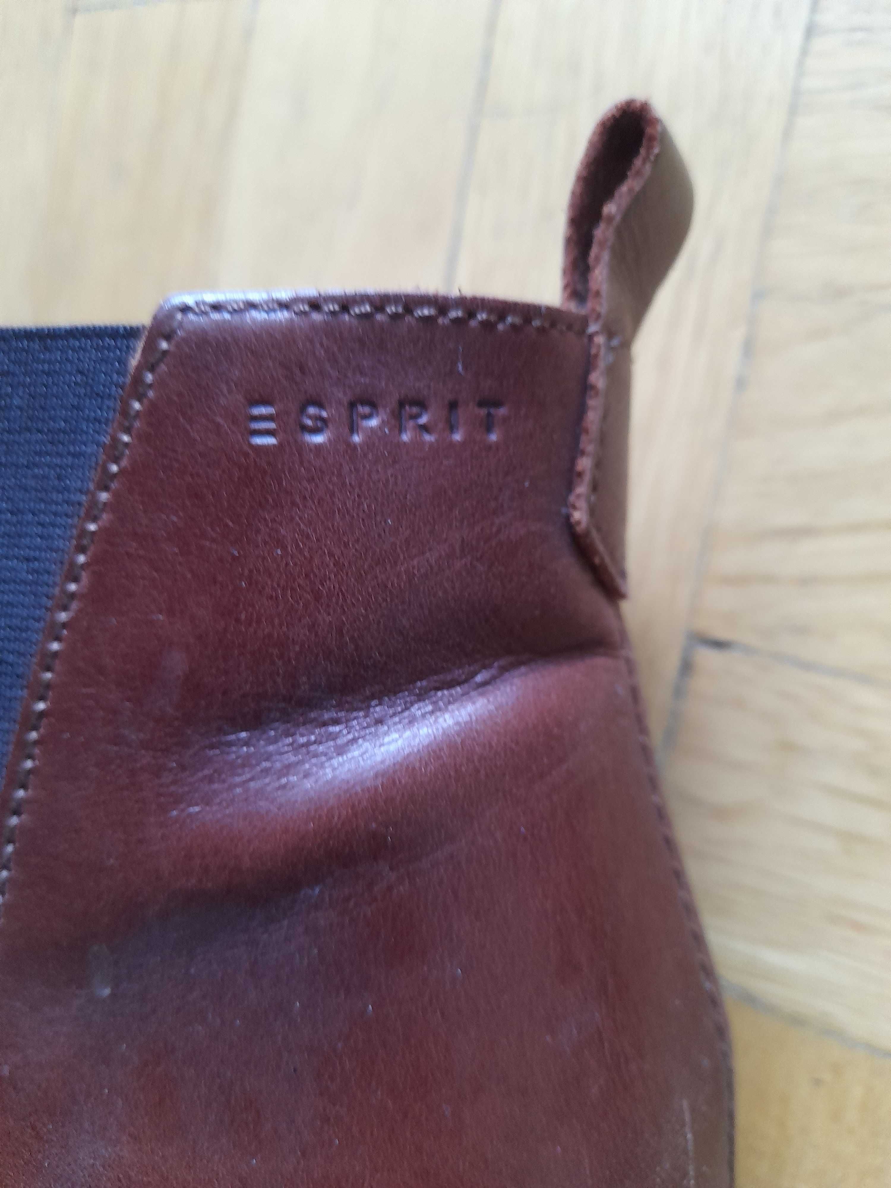 Buty szyblety damskie brązowe, krótkie botki marki ESPRIT rozmiar 40