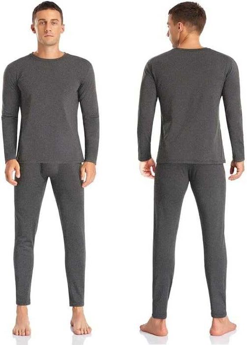 Мужское термобельё SIMIYA с флисом, комплект-верх+низ, чёрный/серый XL