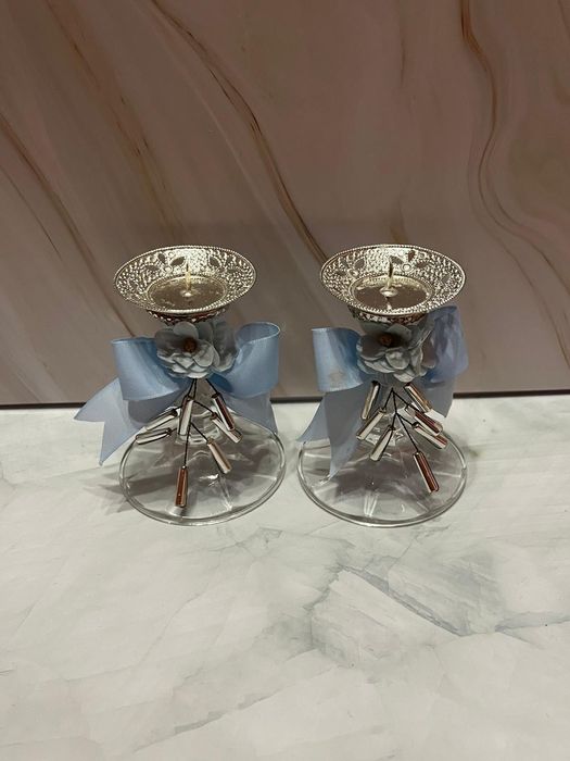 Świecznik Ozdobny Dwa Zeleznobrodske Sklo, Czechosłowacja