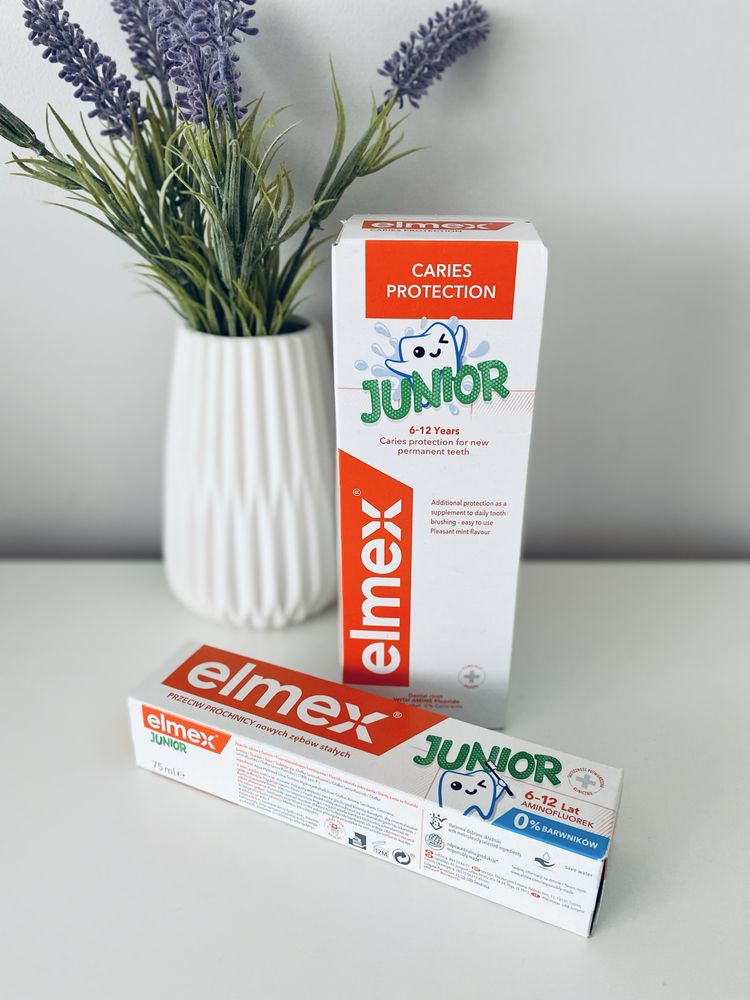 Zestaw Elmex junior pasta do zębów płyn