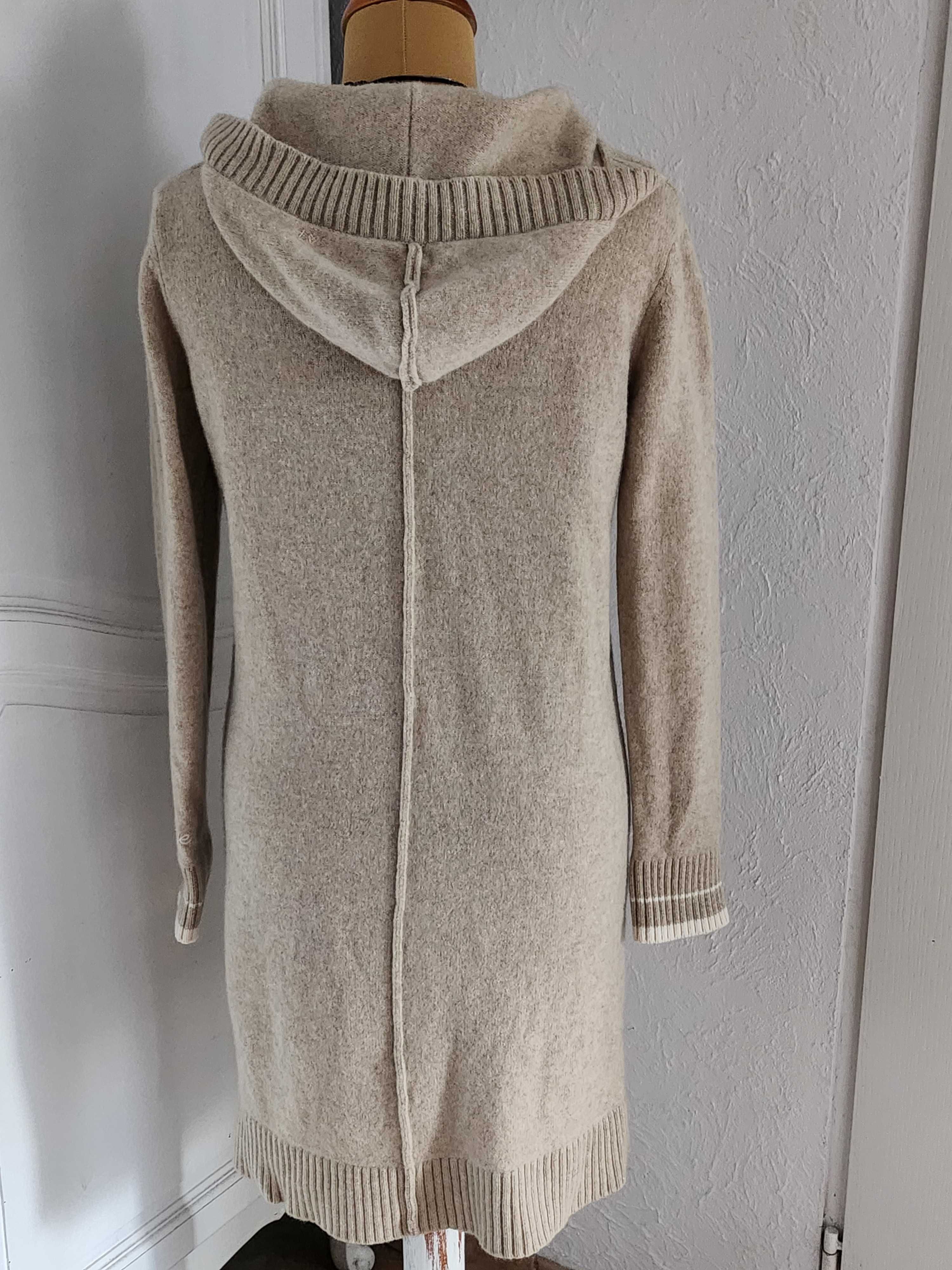 kremowy sweter/kardigan z kapturem damski roz.36