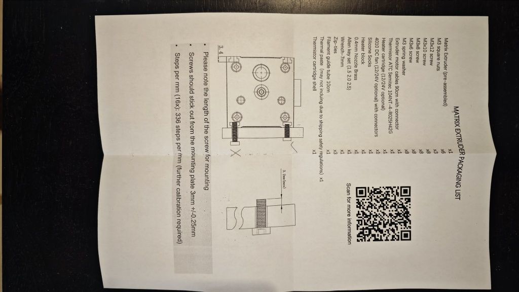 Extruder Trianglelab Matrix CHC PT1000 24V 350C