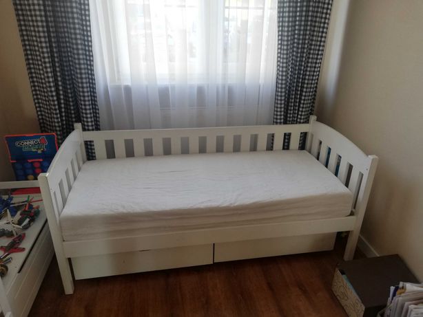 Łóżko dziecięce drewniane białe 160x70