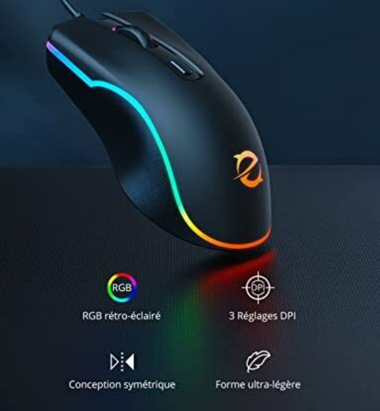 Klawiatura do gier AZERTY Francuski Multimedialna dioda LED + mysz USB