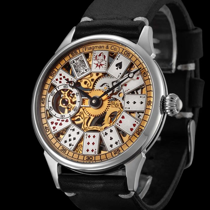 Чоловічий наручний годинник механічний Годинник скелетоний казино