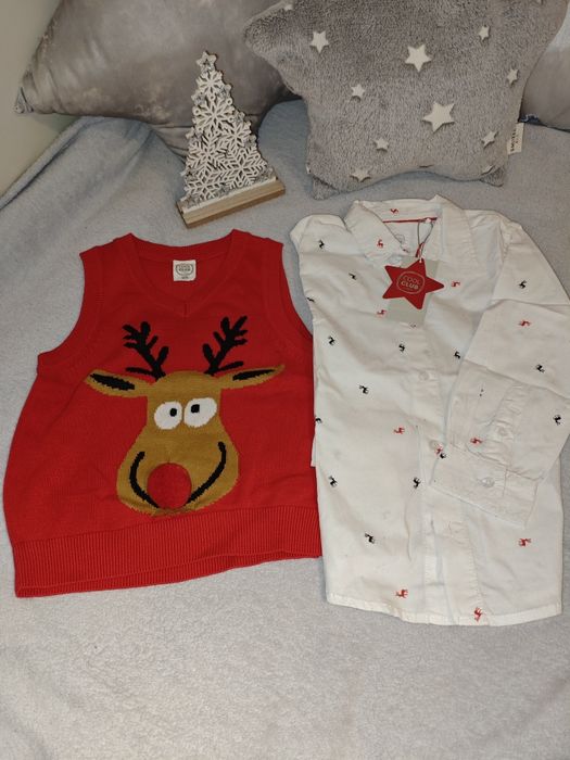 NOWA Koszula świąteczna i sweterek renifer Cool Club Smyk rozm. 98/104