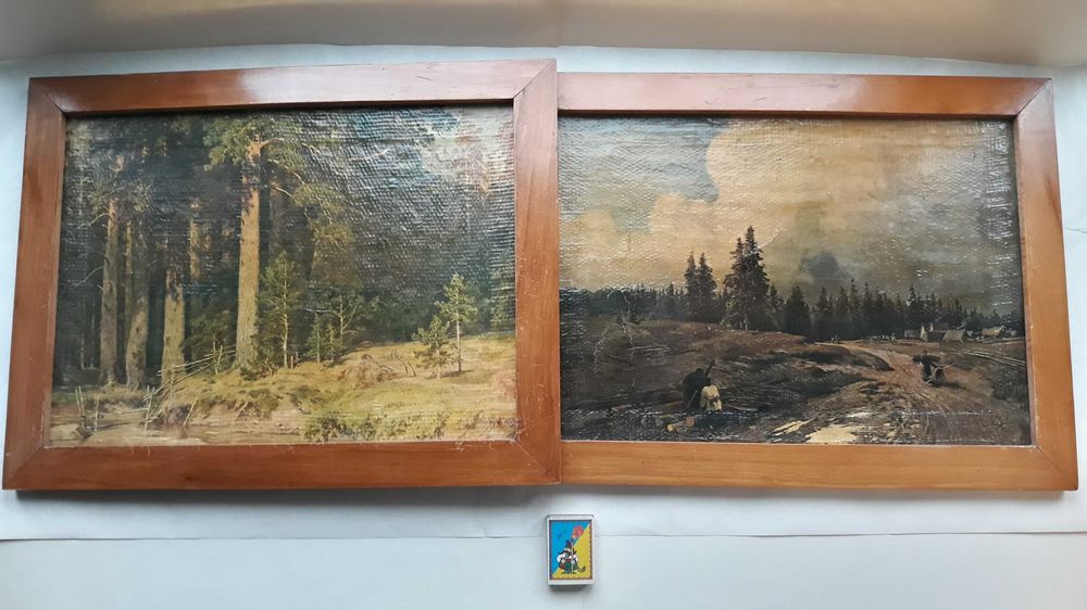 Две старинные картины ссср на мешковине