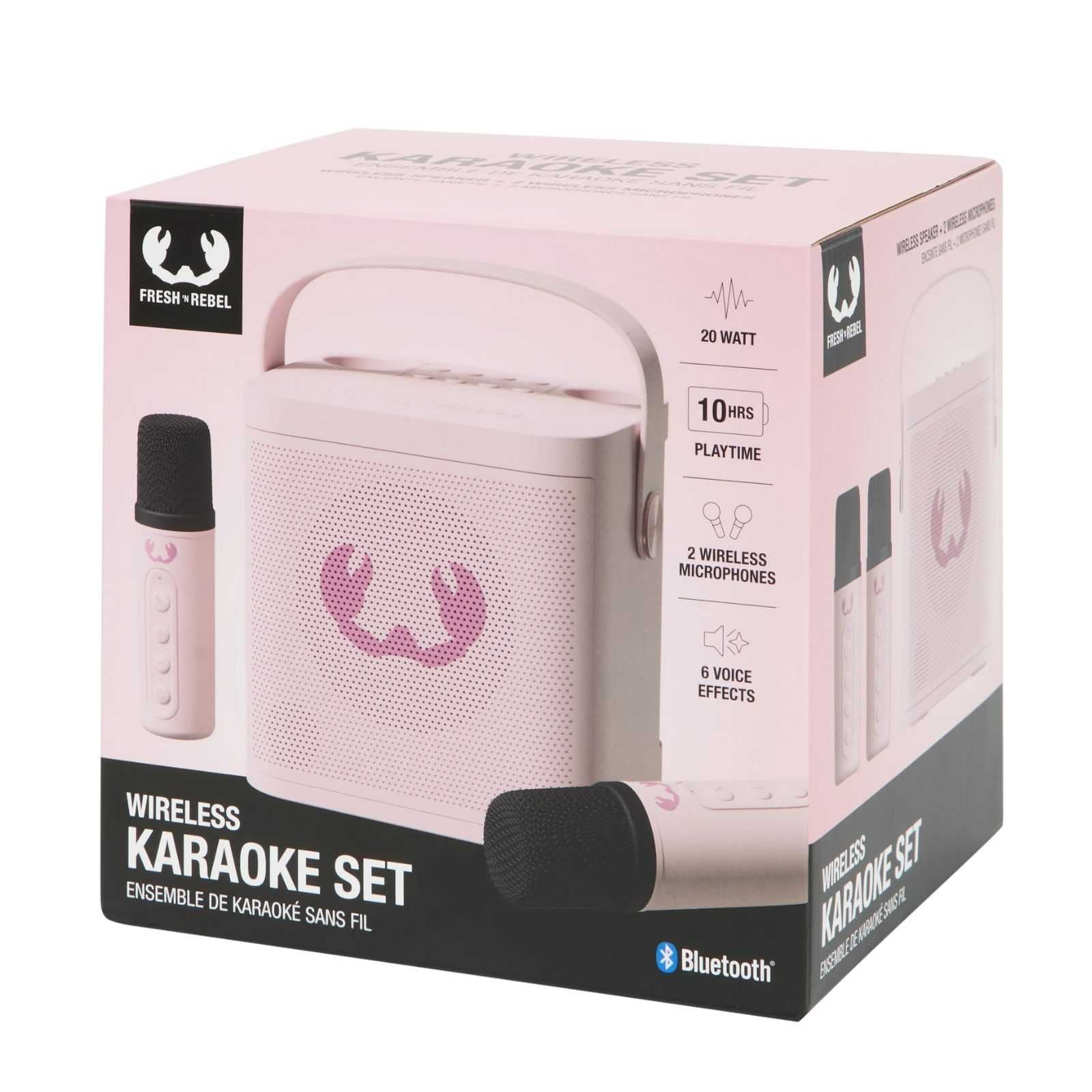 różowy zestaw karaoke 2 mikrofony bluetooth fresh n rebel