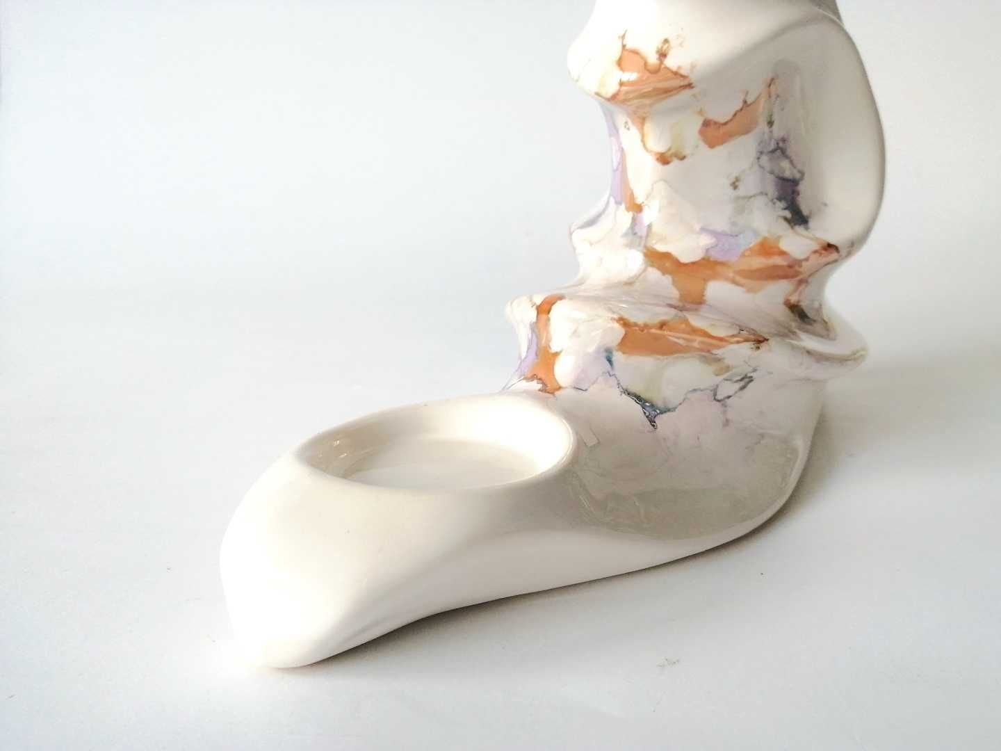 Delfin Figurka Naczynie do pachnidła Porcelit iryzowany