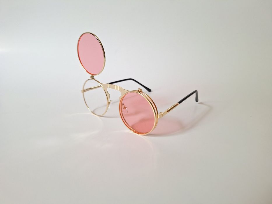 nowe metalowe okulary przeciwsłoneczne zerówki, steampunk,  vintage,