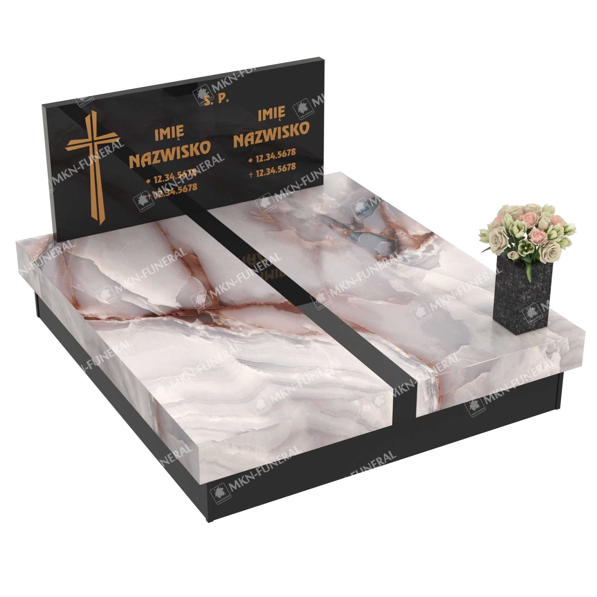 Solidne i eleganckie nagrobki kompozytowe, podwójne.